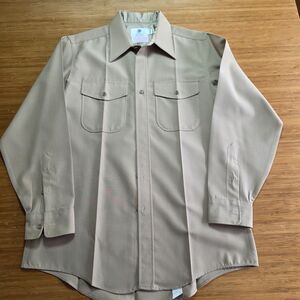 USMC Marines Long Sleeve Dress Shirt Mens 17 x 34 Khaki Creighton